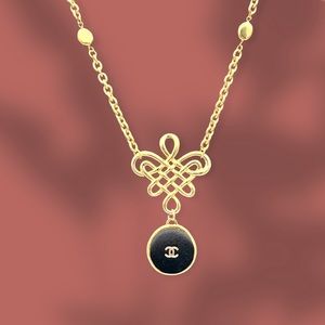 Black Satin Chanel Vintage Gold-Tone Necklace